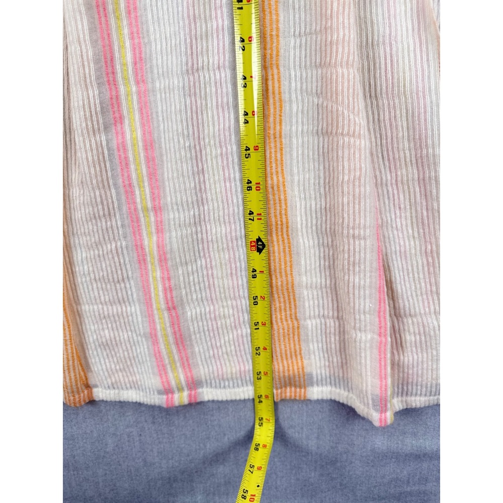 Nooki London Striped Cotton Blend V-Neck Maxi Dress Orange Pink Cream Medium - Picture 4 of 8